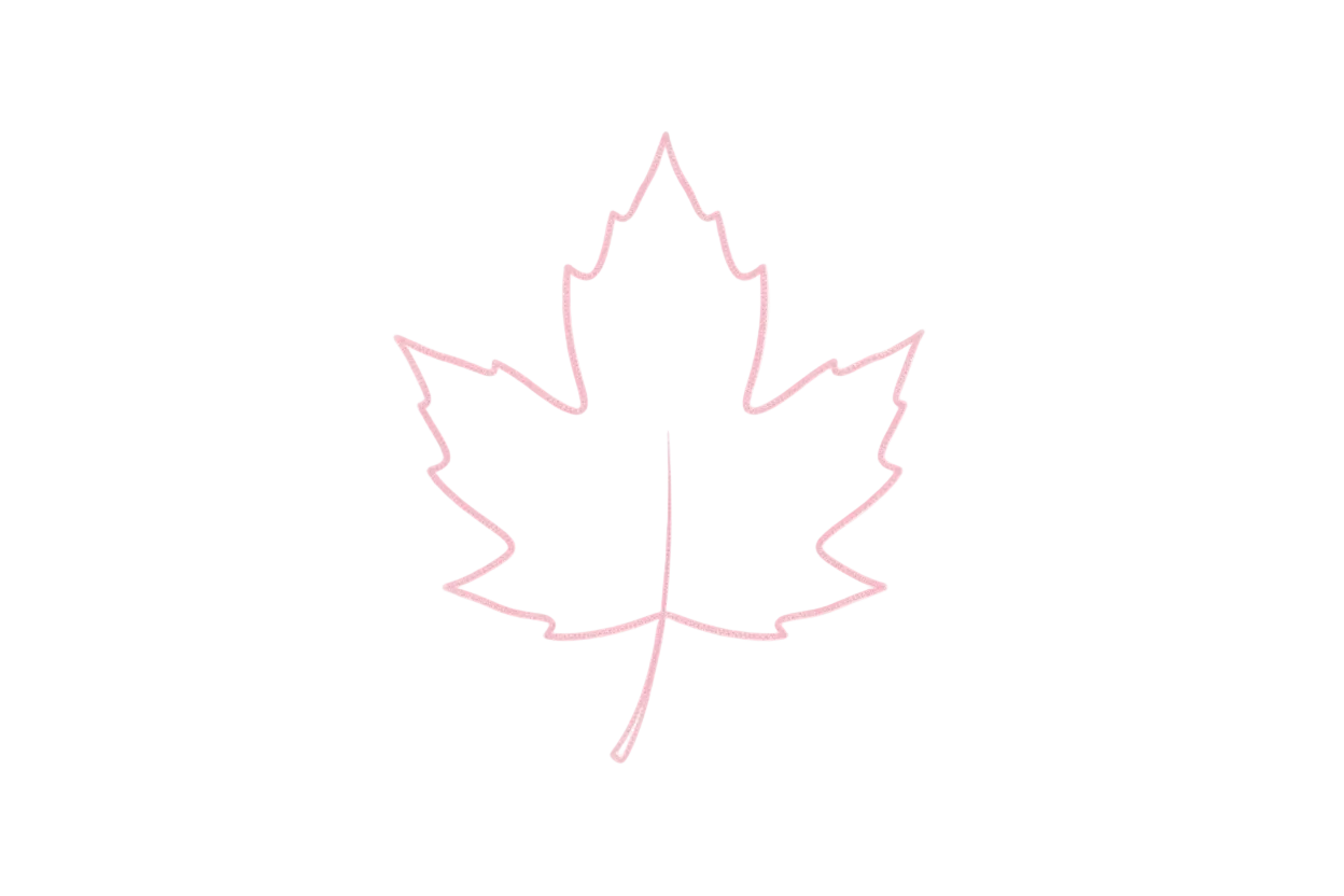 UNA HOJA, SOLO EL CONTORNO Y DE COLOR ROSA PASTEL